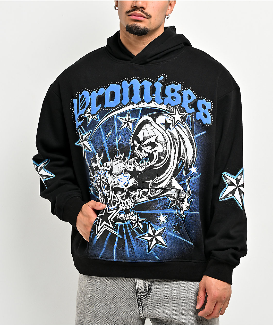 Broken Promises Nautical Rhinestone Black Hoodie