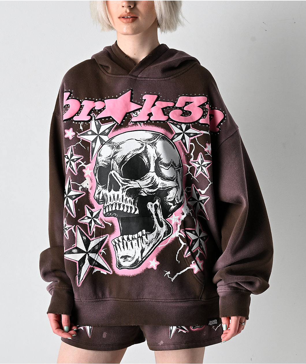 Broken Promises Nautty Brown Wash Hoodie