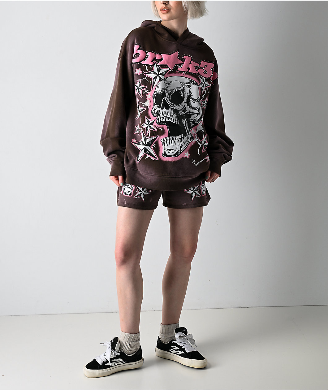 Broken Promises Nautty Brown Wash Sweat Shorts