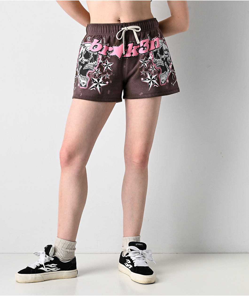 Broken Promises Nautty Brown Wash Sweat Shorts