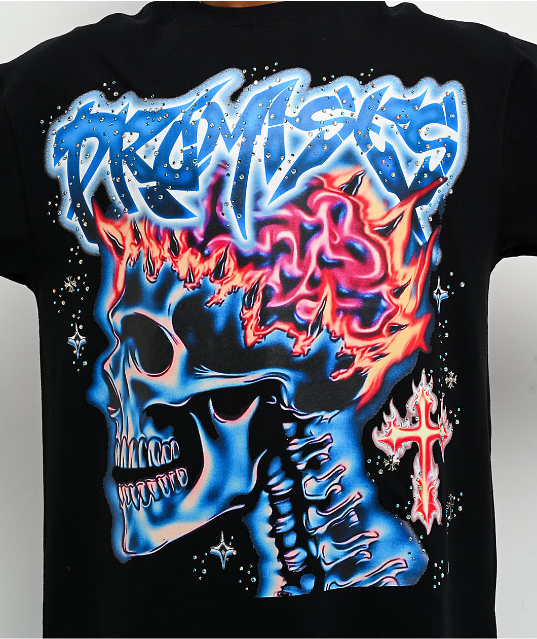 Broken Promises Numbskull Rhinestone Black T-Shirt