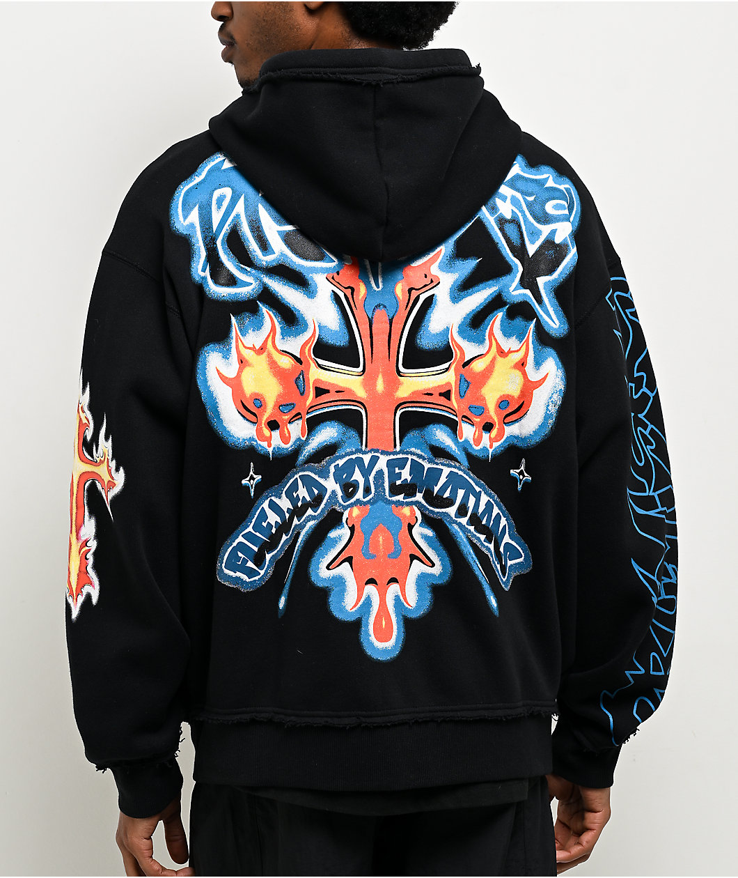 Broken Promises Numskull Rhinestone Black Zip Hoodie