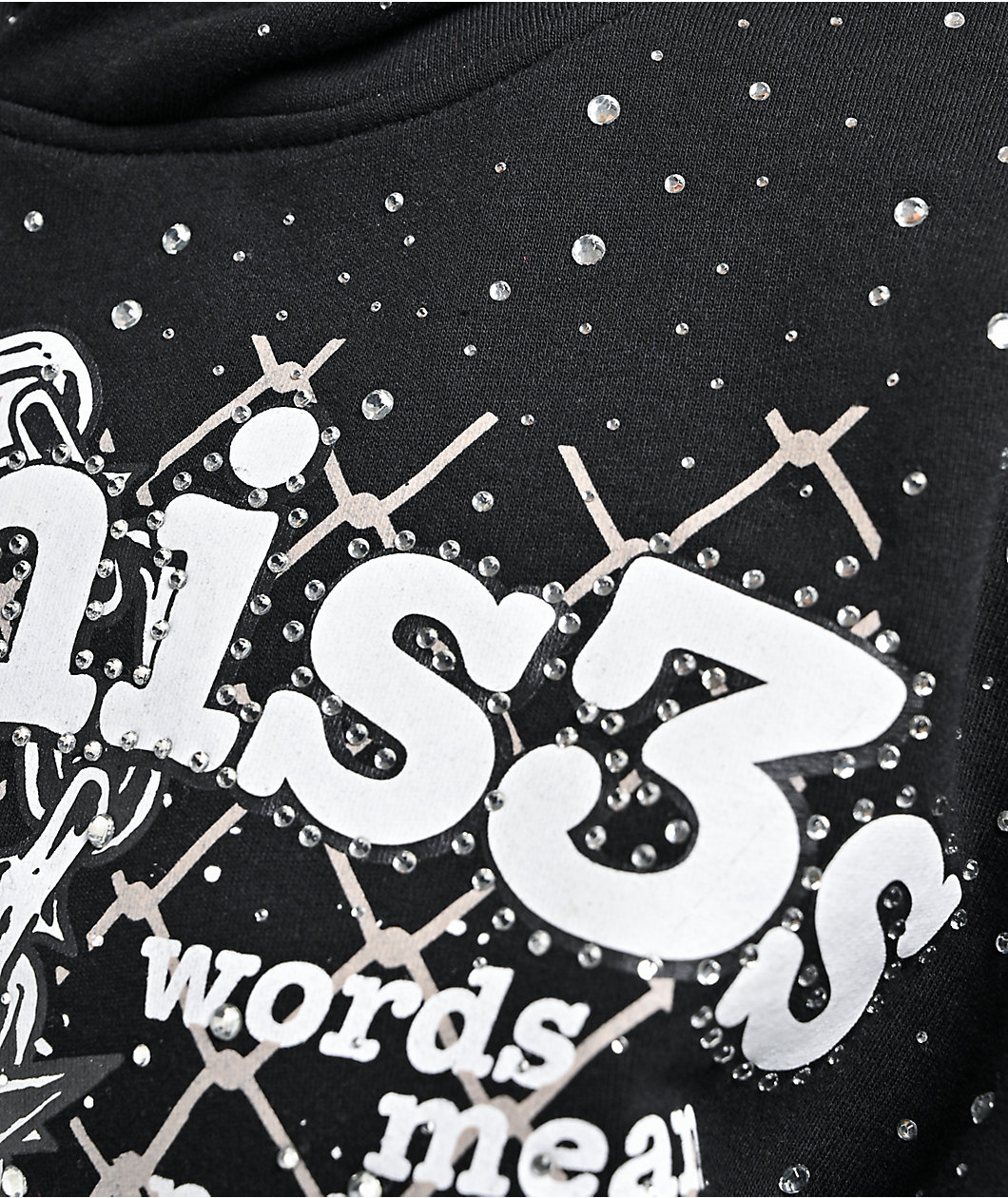 Broken Promises Pain And Pleasure Rhinestone Black Hoodie