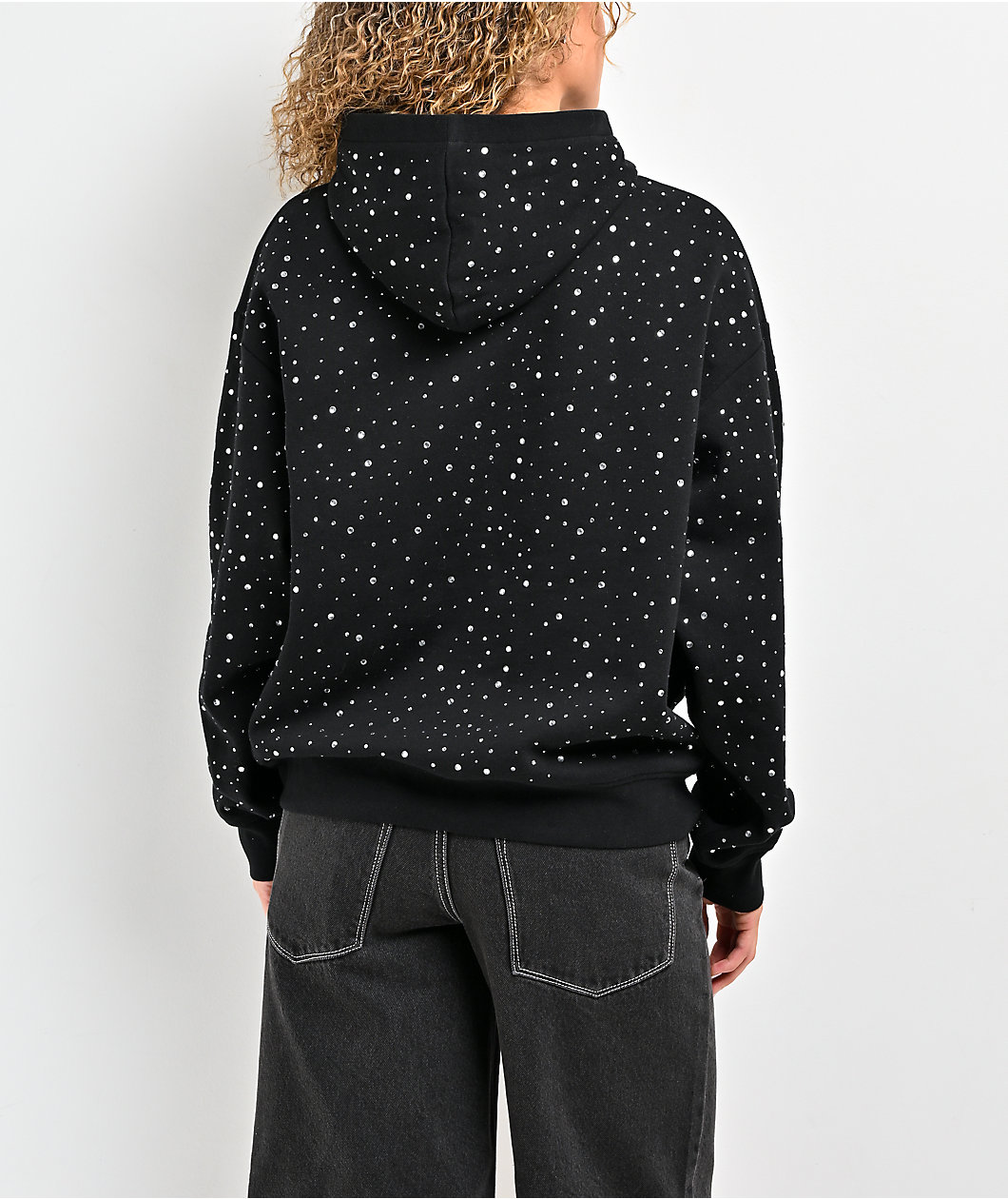 Broken Promises Pain And Pleasure Rhinestone Black Hoodie