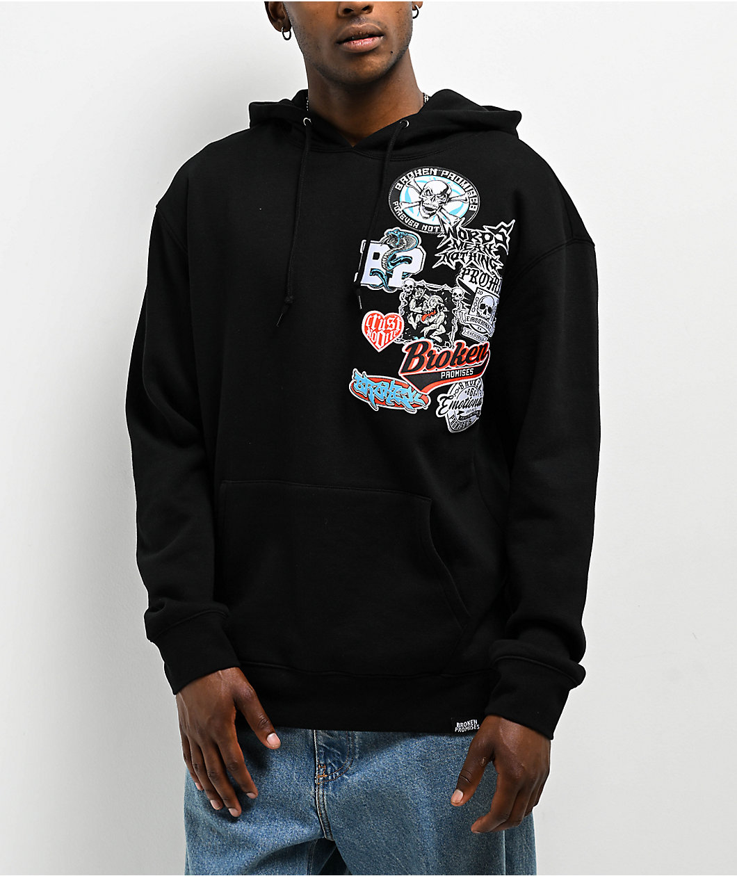 Broken Promises Patched Up Black Hoodie