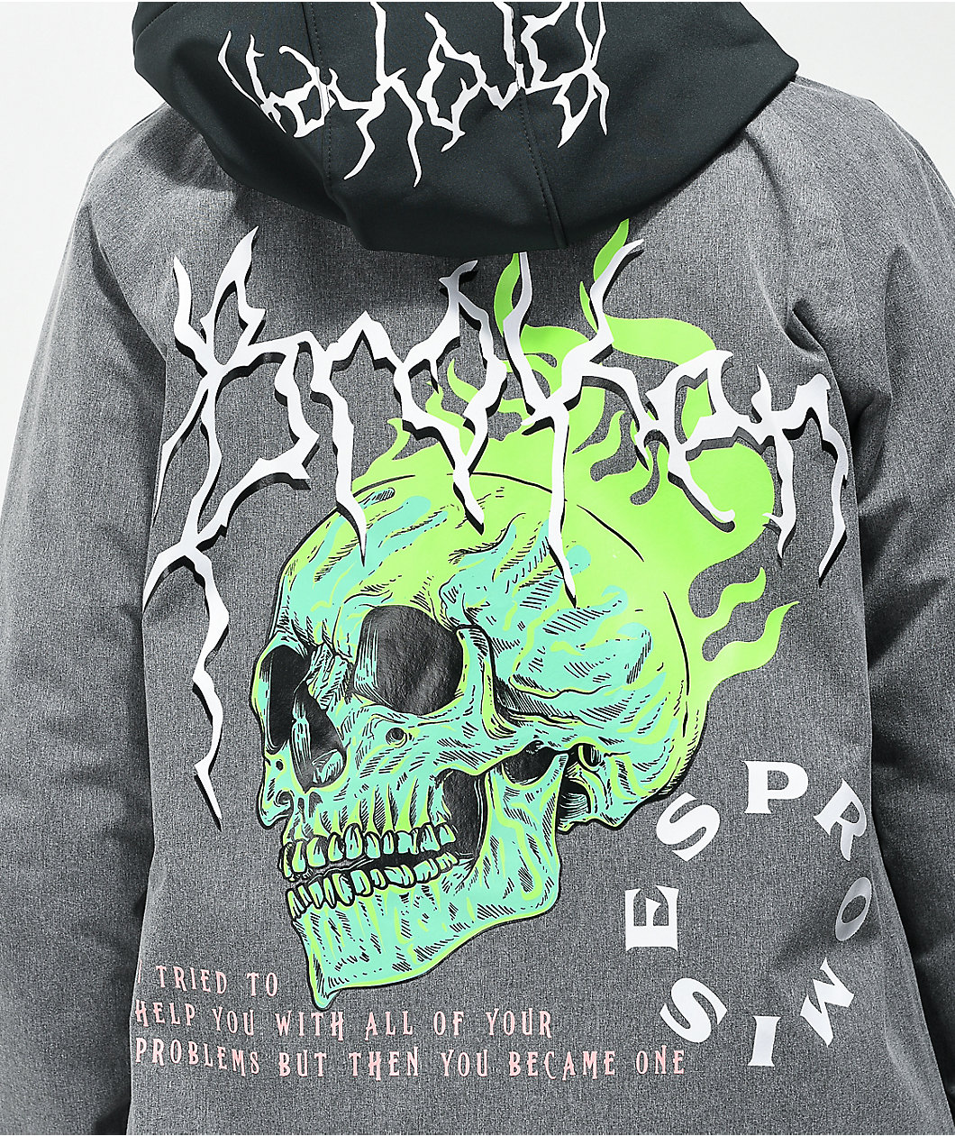 Broken Promises Problems Black & Grey Snowboard Jacket