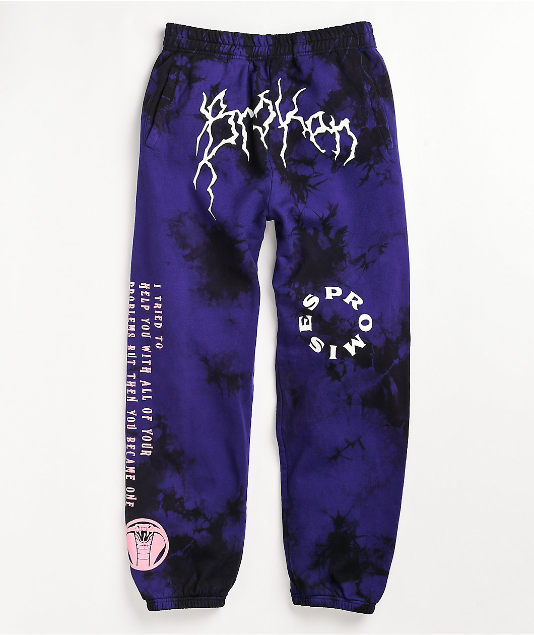 Broken Promises Problems Purple & Black Tie Dye Sweatpants