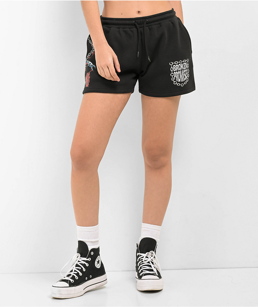 Broken Promises Repetition Black Sweat Shorts