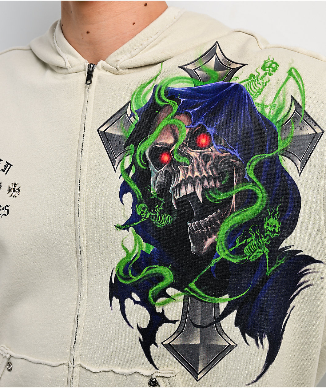 Broken Promises Ritual Natural Boxy Zip Hoodie