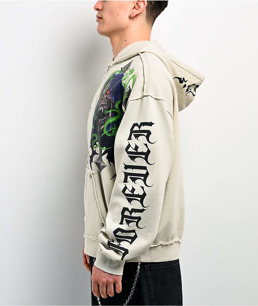 Broken Promises Ritual Natural Boxy Zip Hoodie