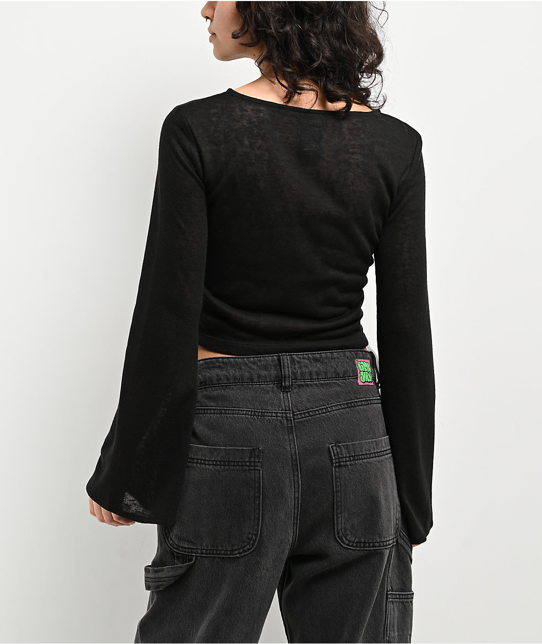 Broken Promises Rootstock Ribbon Black Long Sleeve Crop T-Shirt