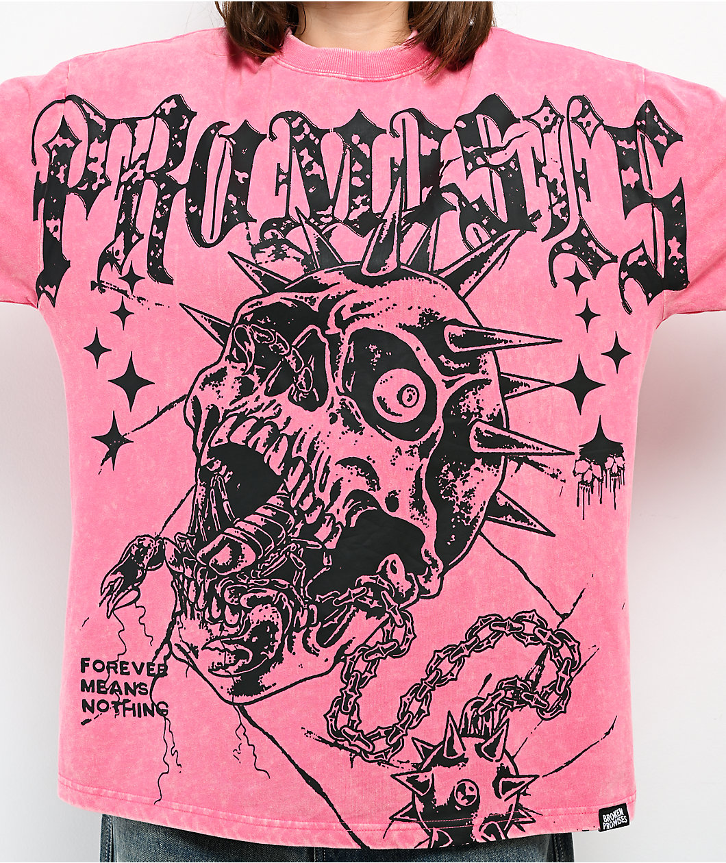 Broken Promises Scorpion Jaw Pink Wash T-Shirt