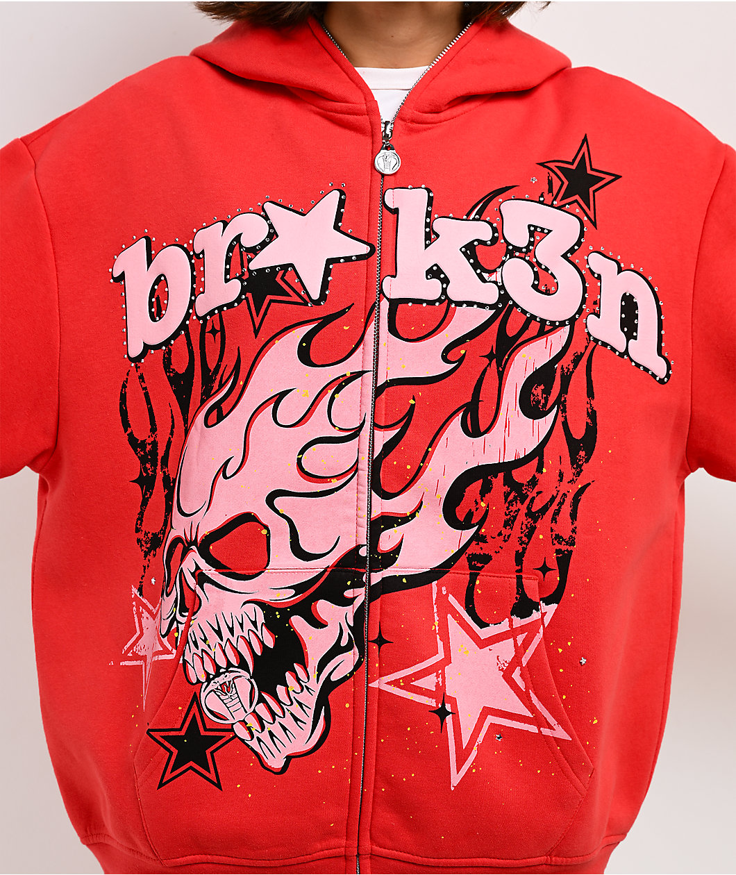 Broken Promises Shooting Star Red Body Bag Zip Hoodie