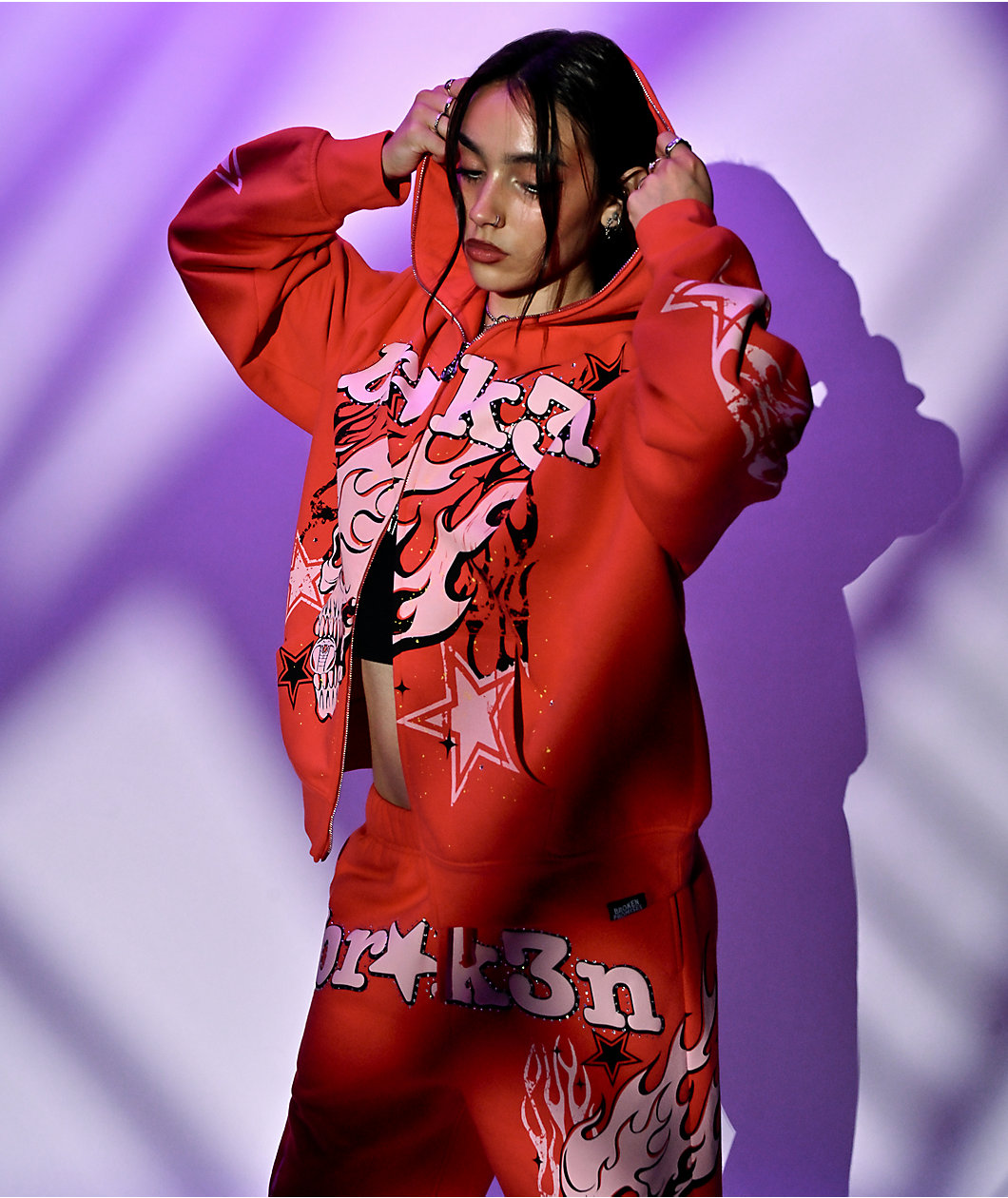 Broken Promises Shooting Star Red Body Bag Zip Hoodie