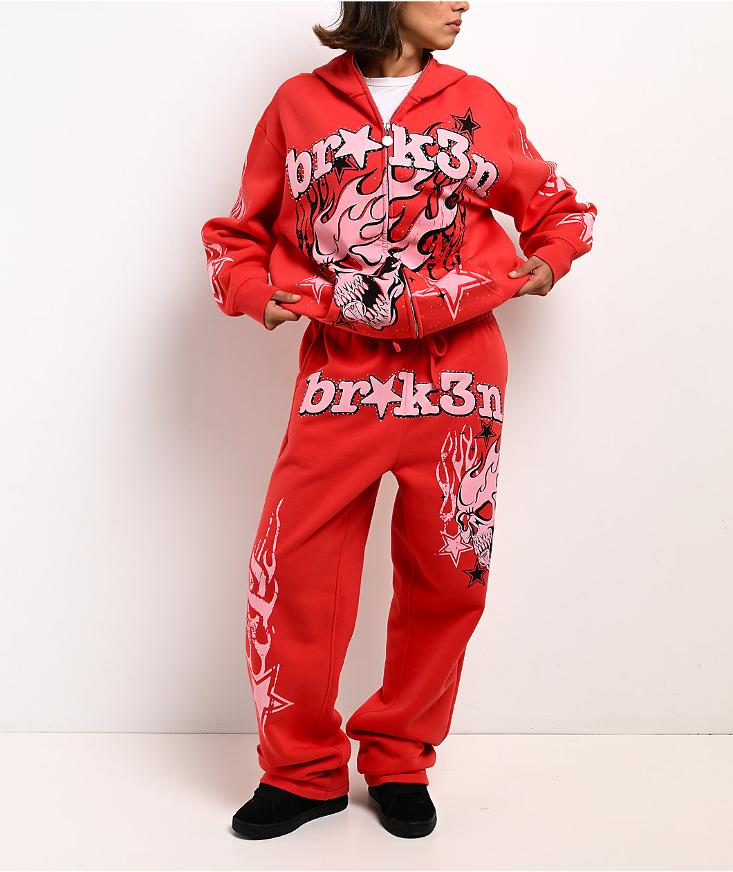 Broken Promises Shooting Star Red Body Bag Zip Hoodie
