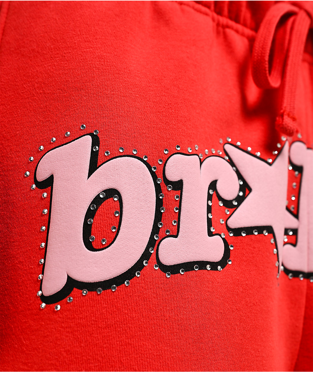 Broken Promises Shooting Star Rhinestone Red Sweatpants