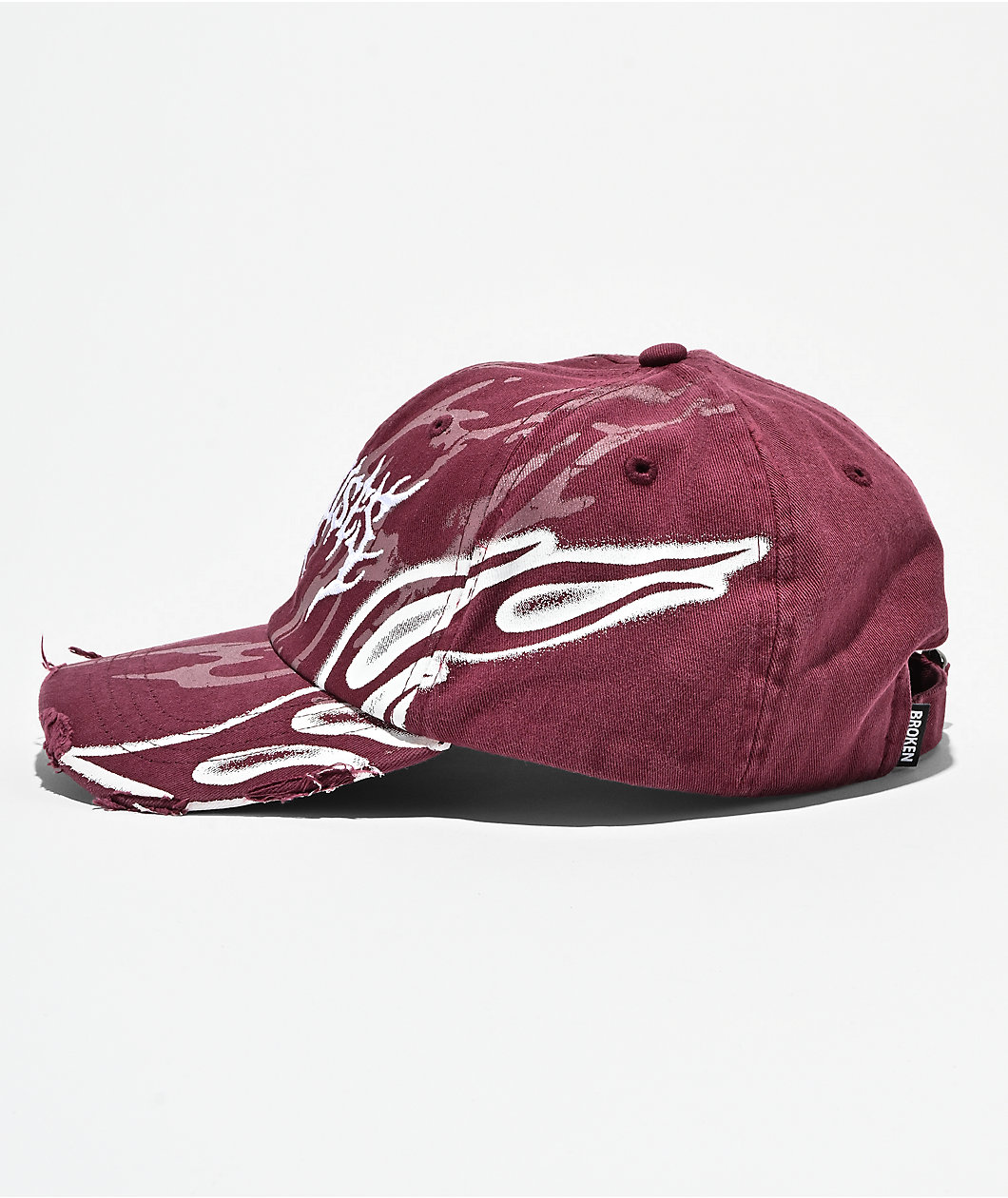 Broken Promises Shred Dark Red Wash Strapback Hat