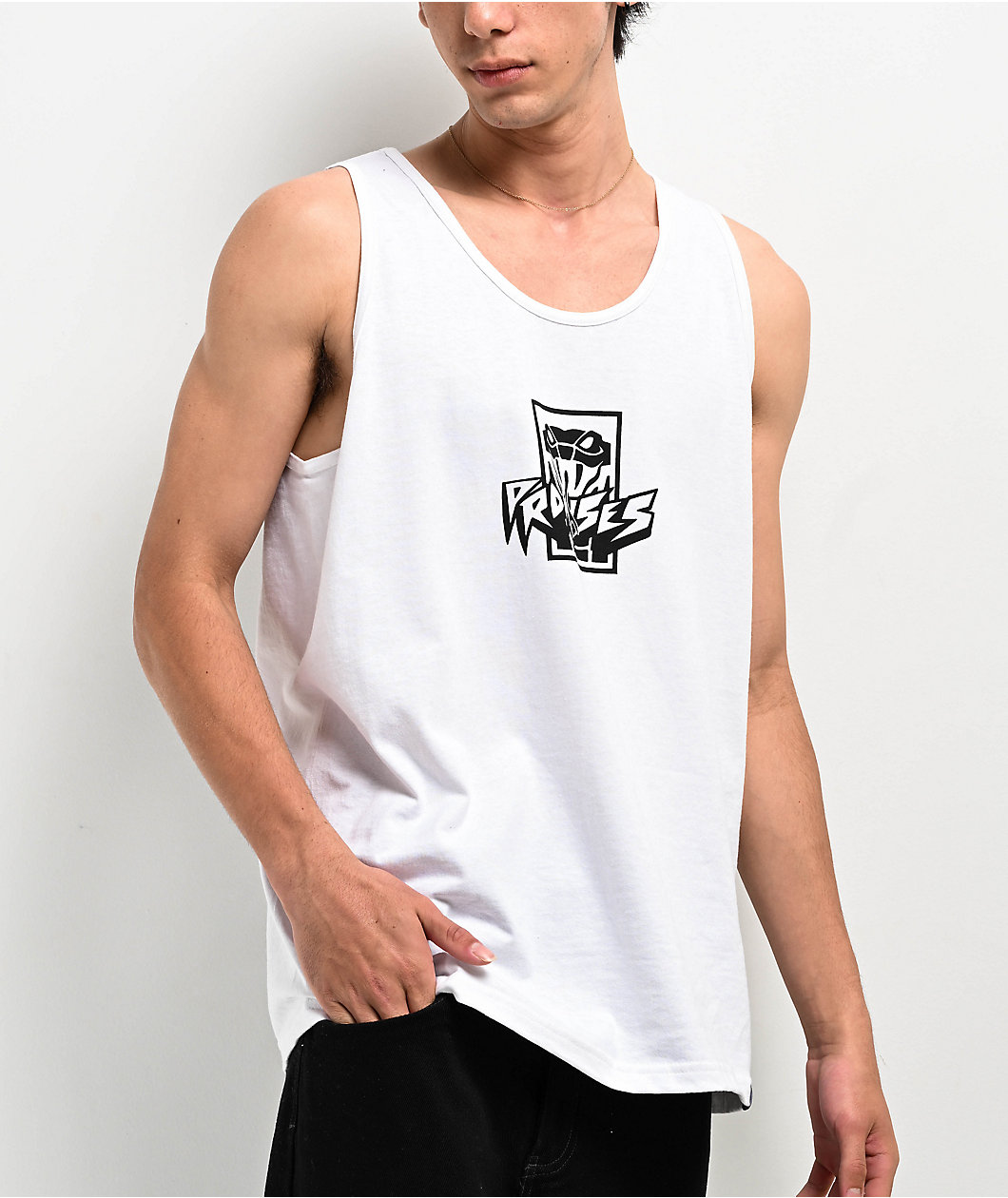 Broken Promises Shredded White Tank Top