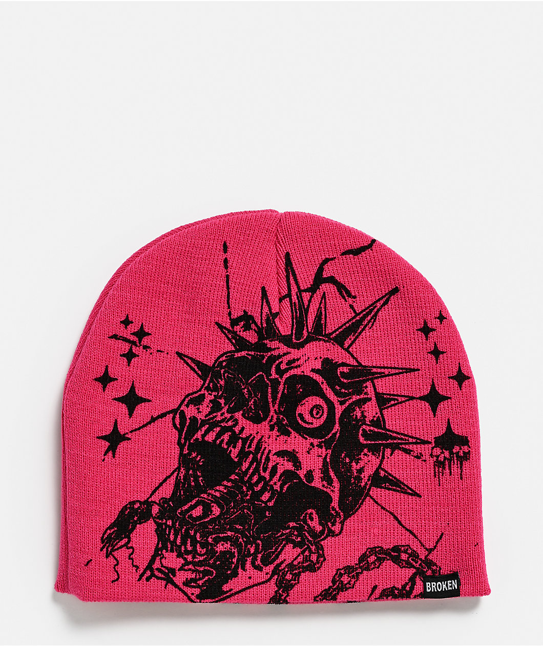 Broken Promises Skull Breaker Pink Skully Beanie