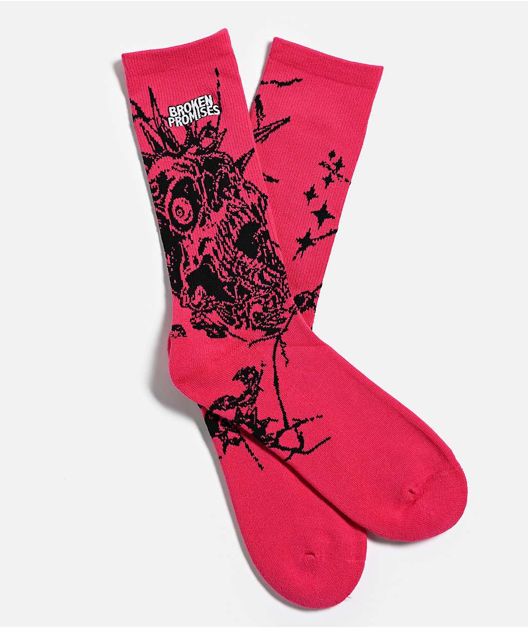 Broken Promises Skullbreaker Pink Crew Socks