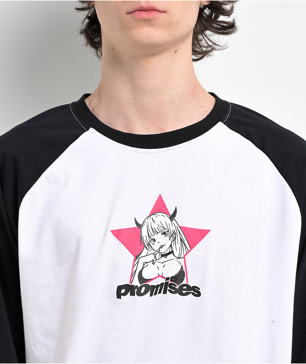 Broken Promises Stargirl Baseball Black & White Raglan Long Sleeve T-Shirt 