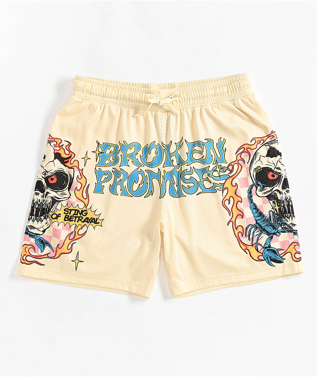 Broken Promises Sting Of Betrayal Natural Mesh Shorts