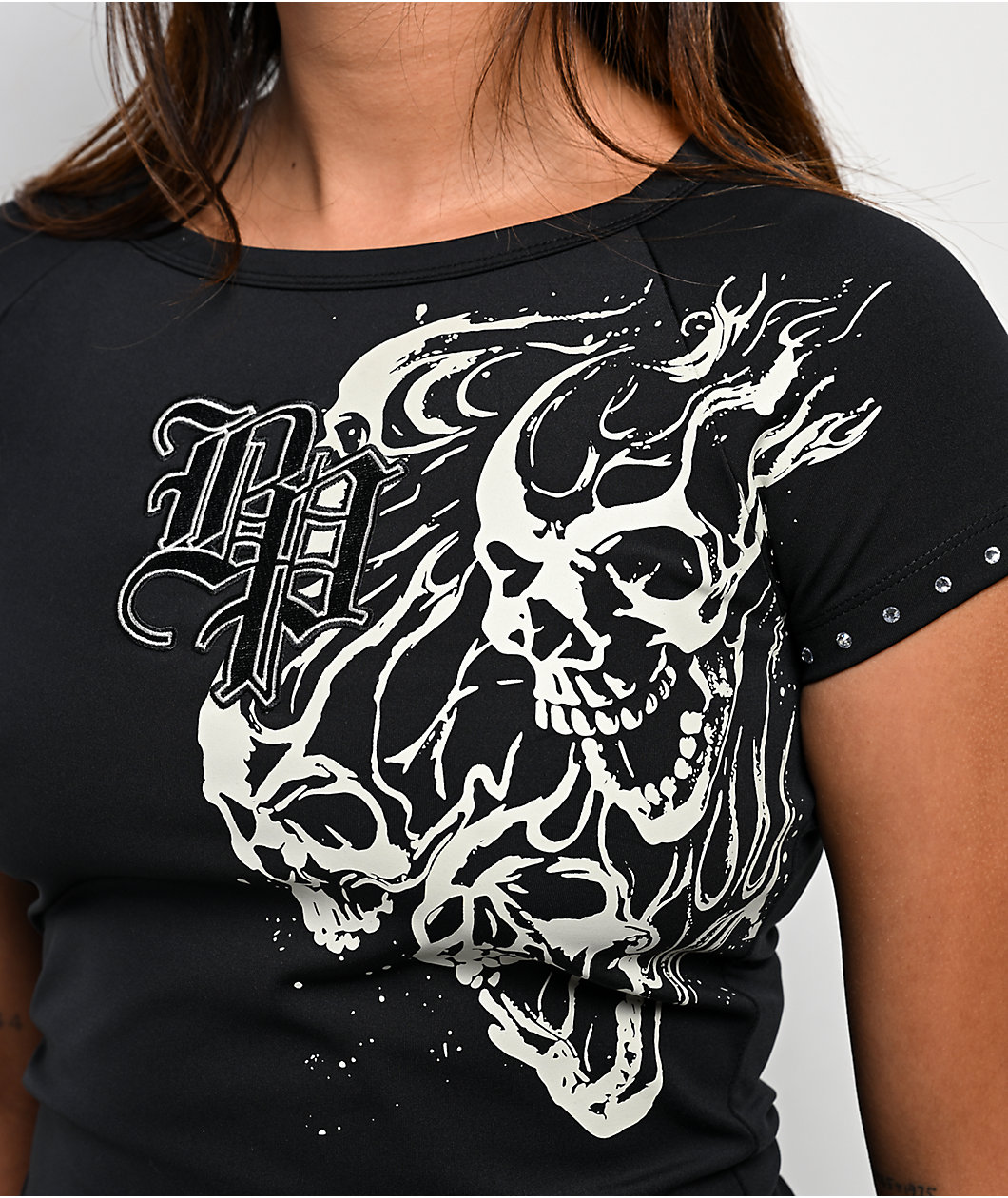 Broken Promises Storm Of Chaos Black Raglan Crop T-Shirt