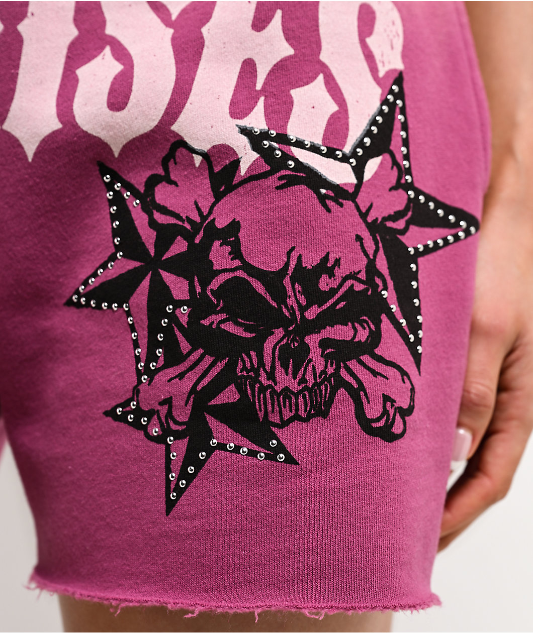 Broken Promises Subculture Pink Wash Studded Sweat Shorts