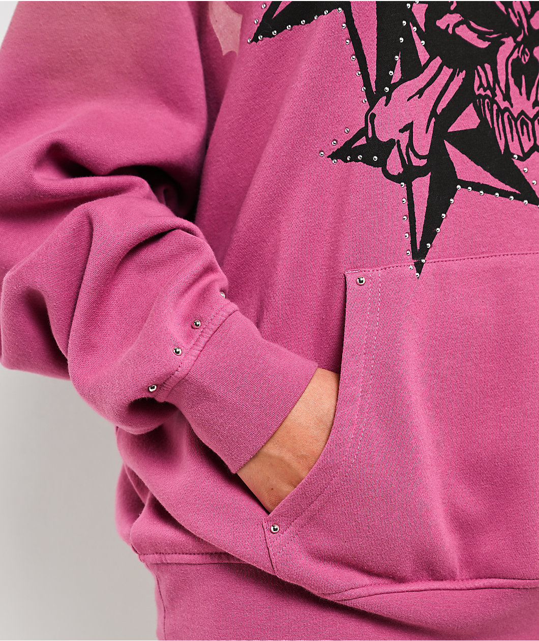 Broken Promises Subculture Studded Pink Hoodie