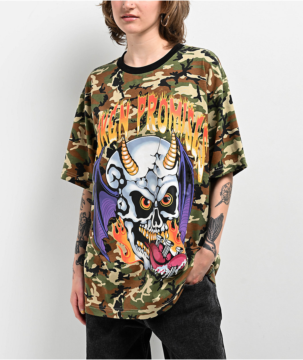 Broken Promises Tongue Ring Camo T-Shirt