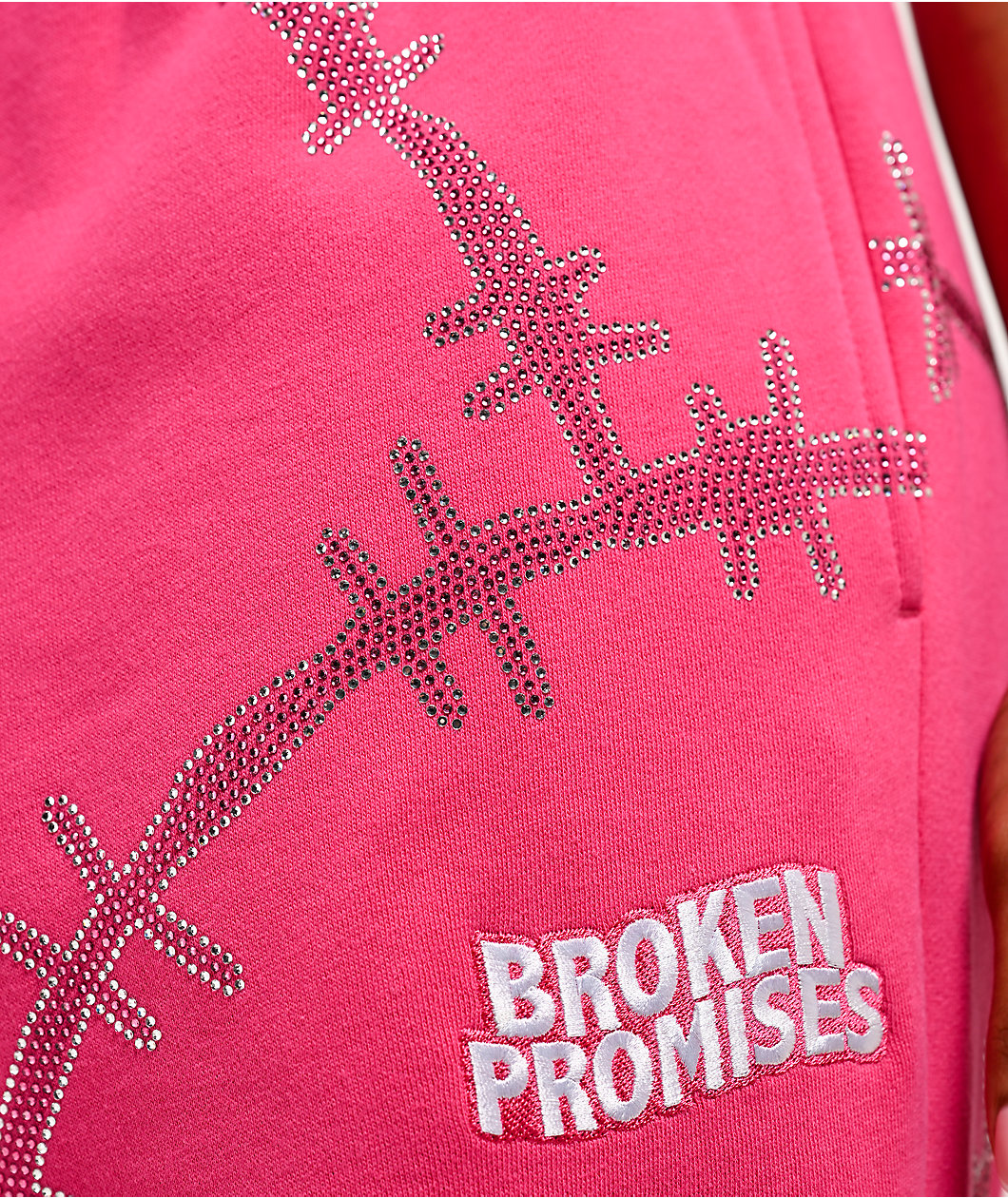 Broken Promises Ultrawire Rhinestone Pink Sweatpants