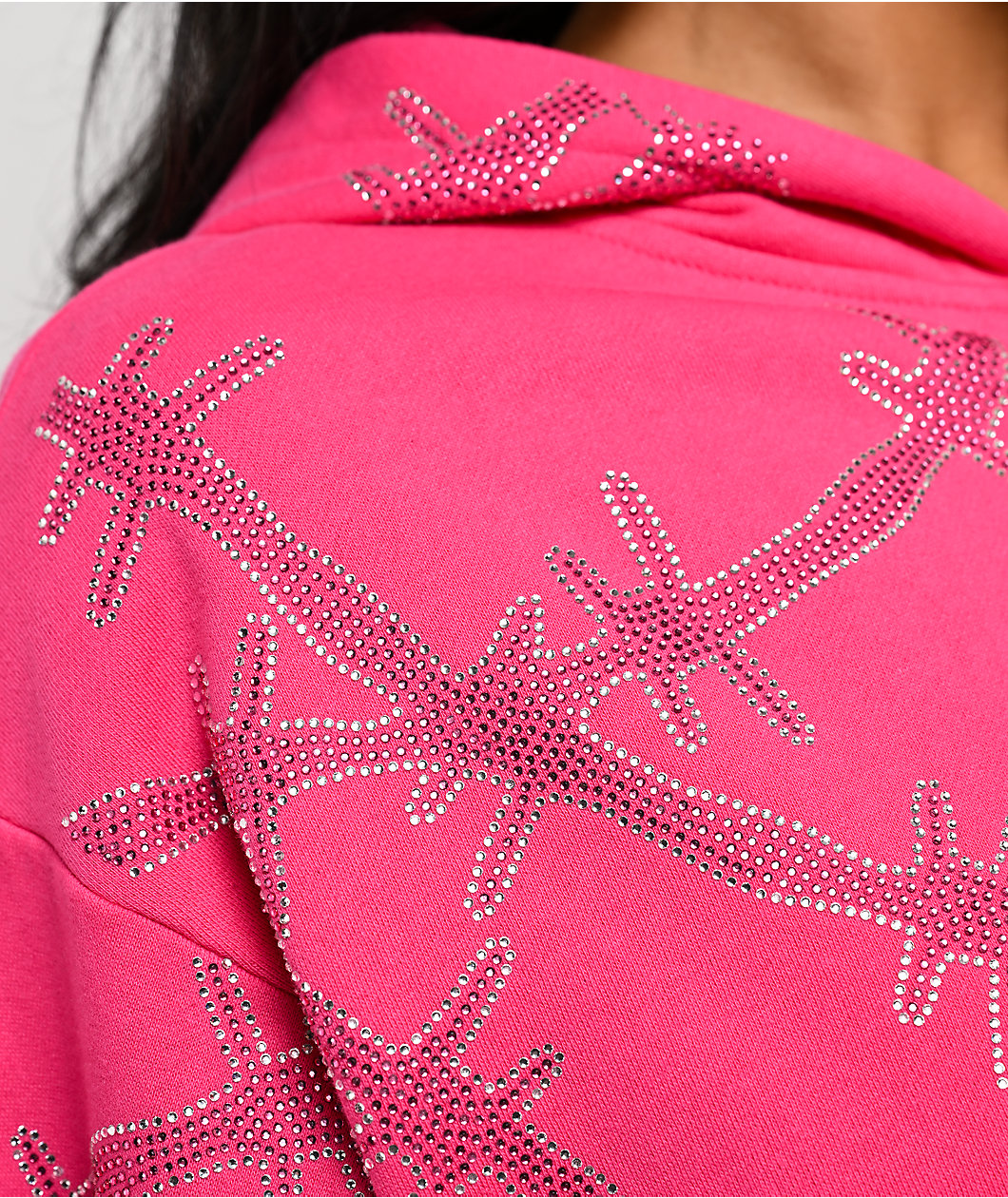 Broken Promises Ultrawire Rhinestone Pink Zip Hoodie