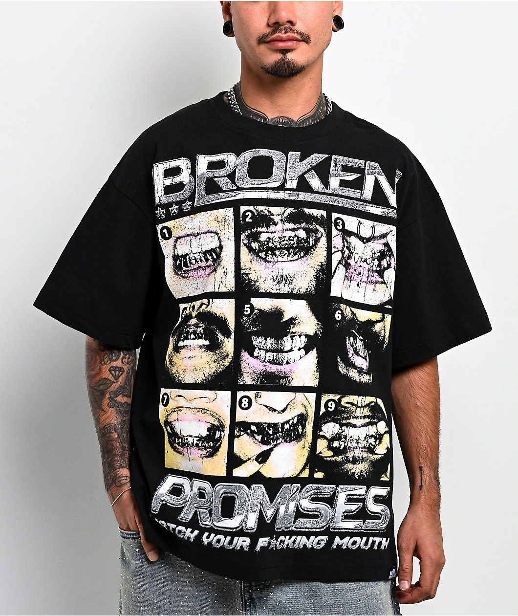 Broken Promises Watch Your Mouth Black T-Shirt