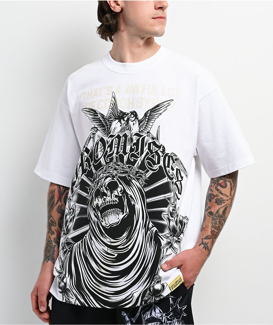 Broken Promises x That's A Awful Lot Of Cough Syrup Crying Dove White T-Shirt