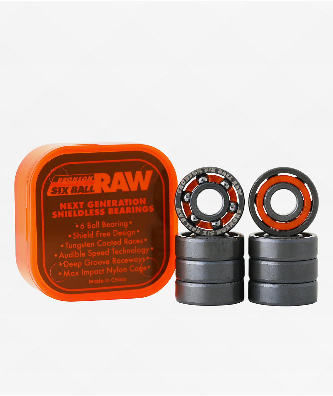 Bronson 6-Ball Raw Skateboard Bearings
