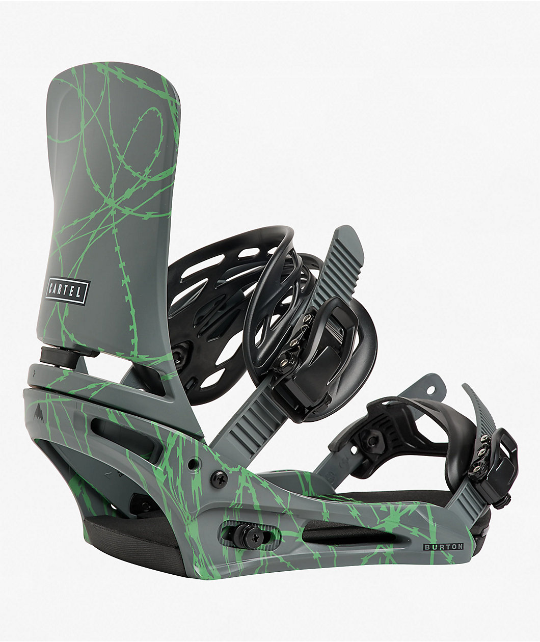 Burton Cartel Re:Flex Grey & Green Voltage Snowboard Bindings 2027