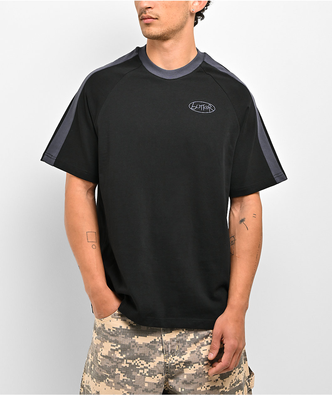 Butter Goods Abseil Panel Black Knit T-Shirt