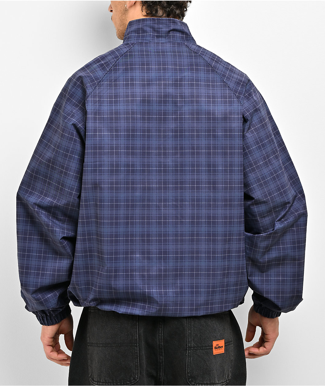 Butter Goods Plaid Navy Nylon Jacket