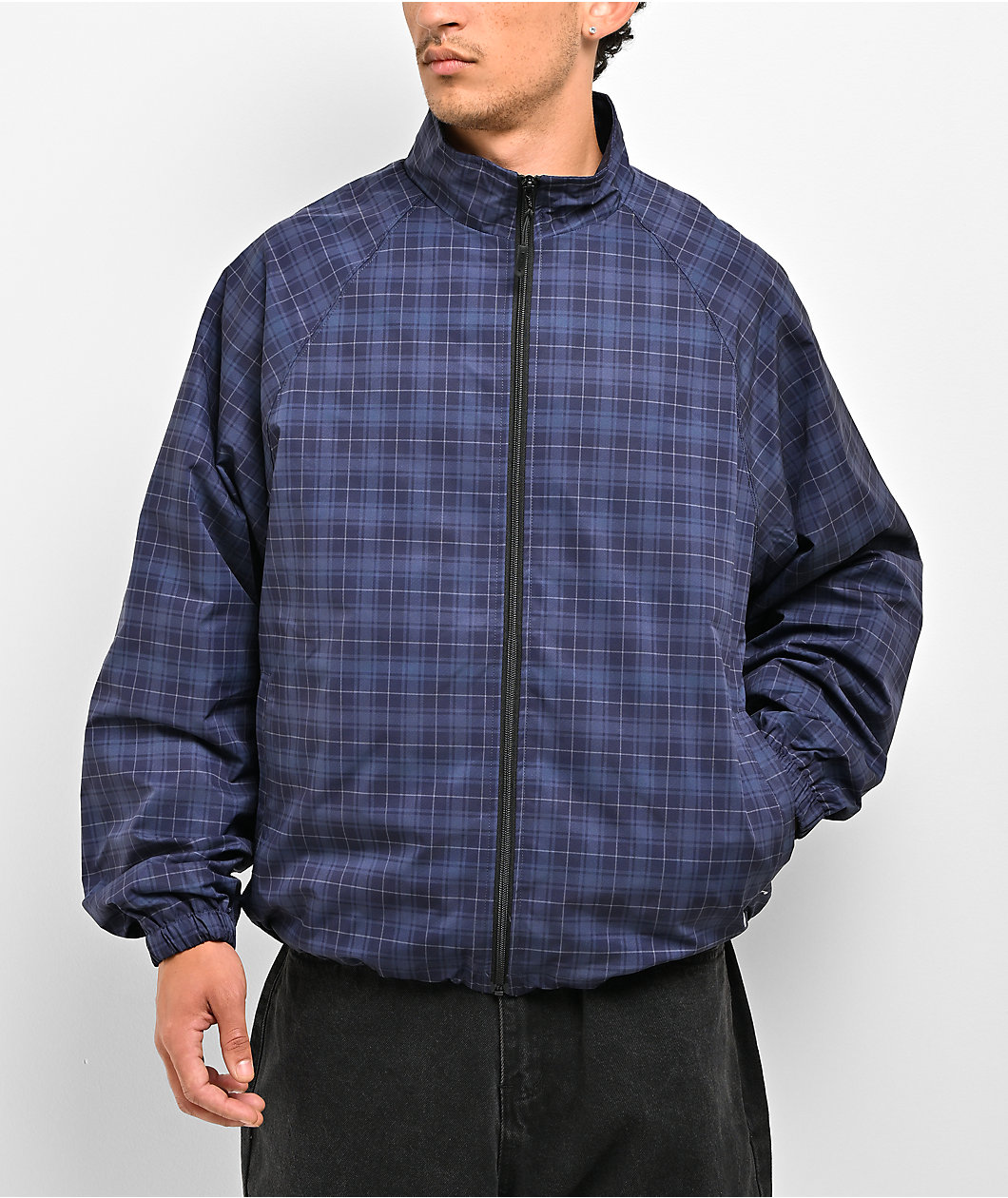 Butter Goods Plaid Navy Nylon Jacket