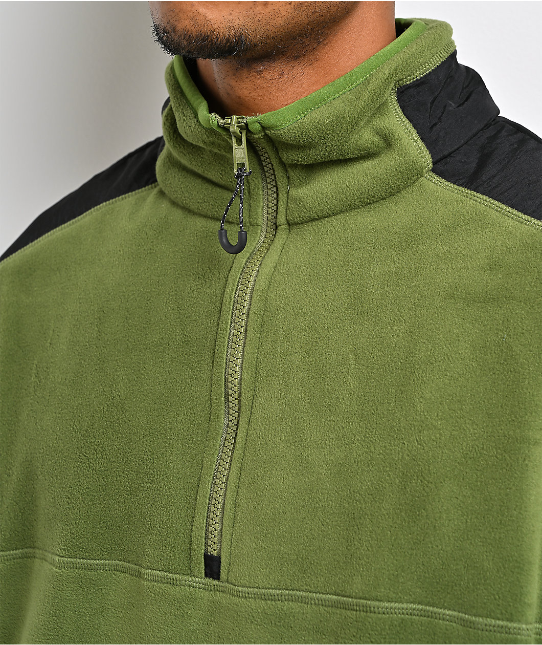 Butter Goods Polartec® Quarter Zip Green & Black Fleece Jacket