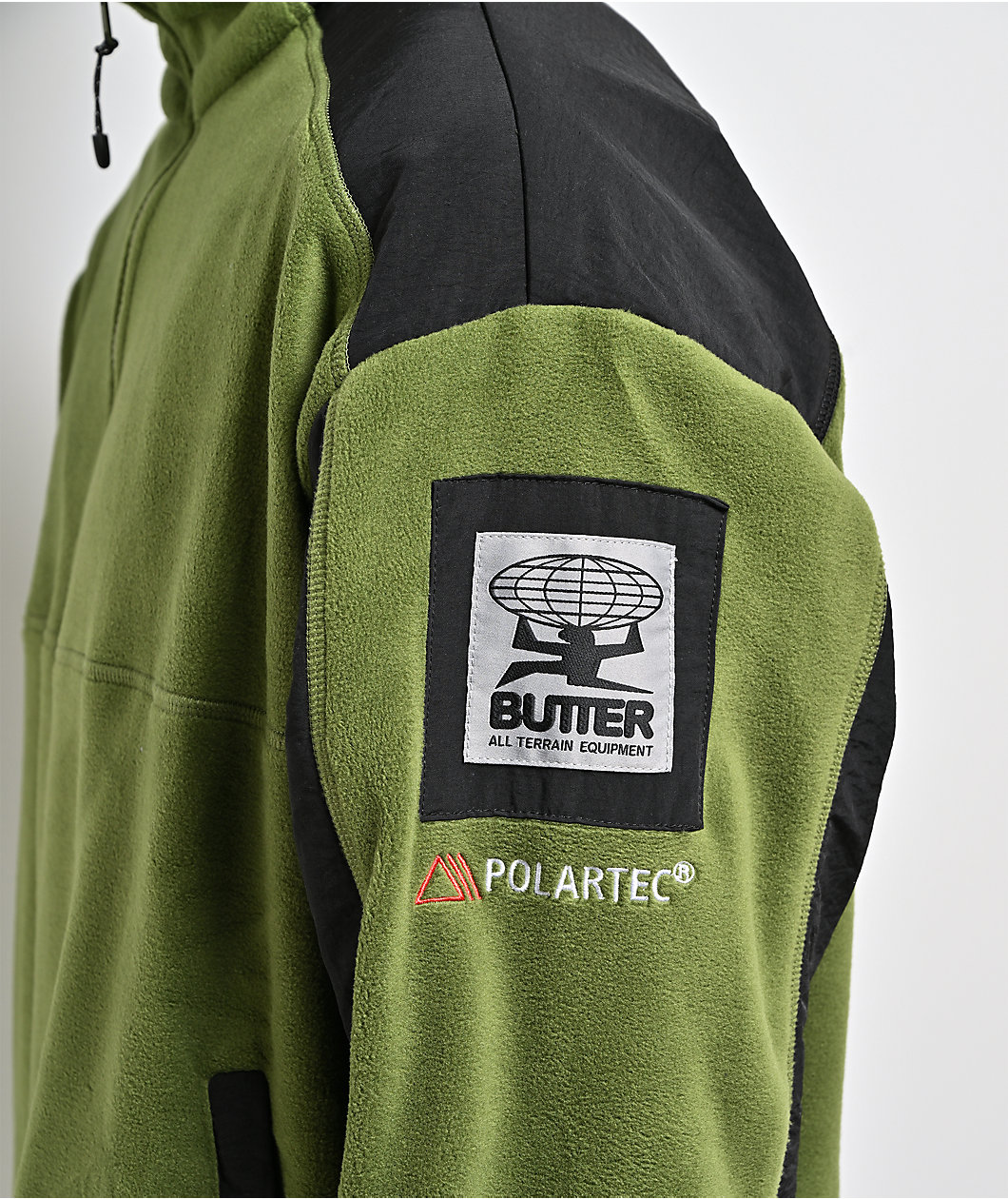 Butter Goods Polartec® Quarter Zip Green & Black Fleece Jacket