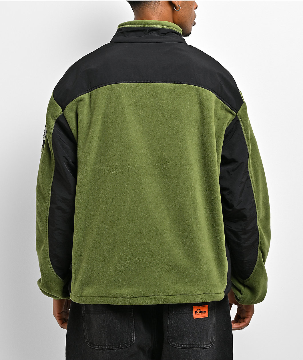 Butter Goods Polartec® Quarter Zip Green & Black Fleece Jacket