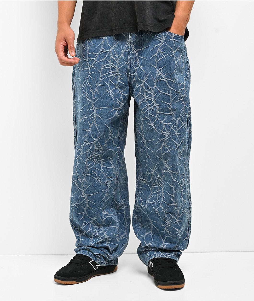 Butter Goods Thorn Camo Indigo Wash Wide Cut Jeans