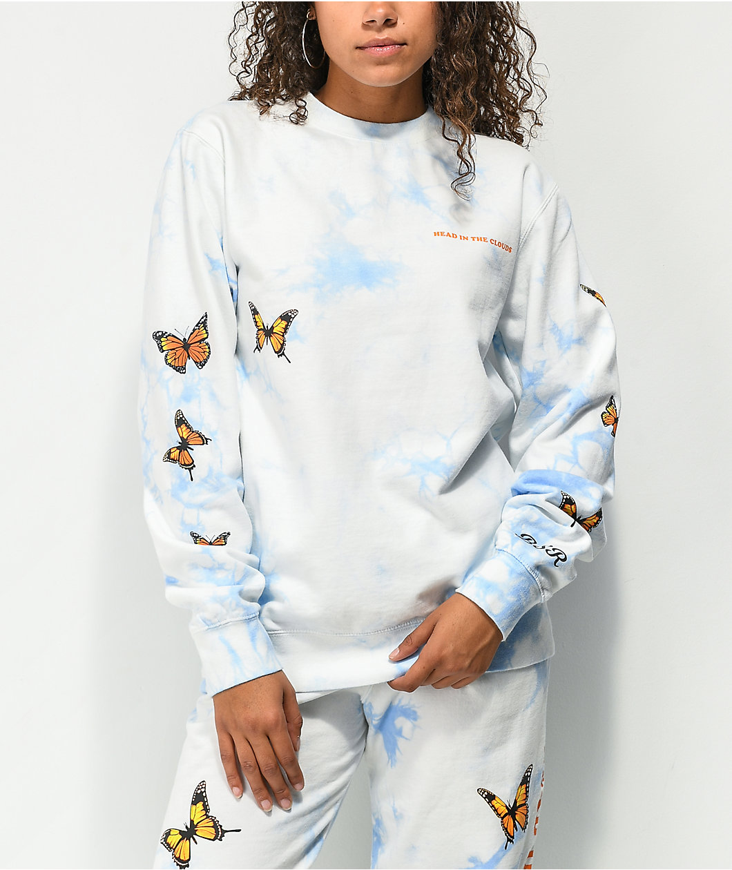 By Samii Ryan Head In The Clouds Blue Tie Dye Crewneck Sweatshirt