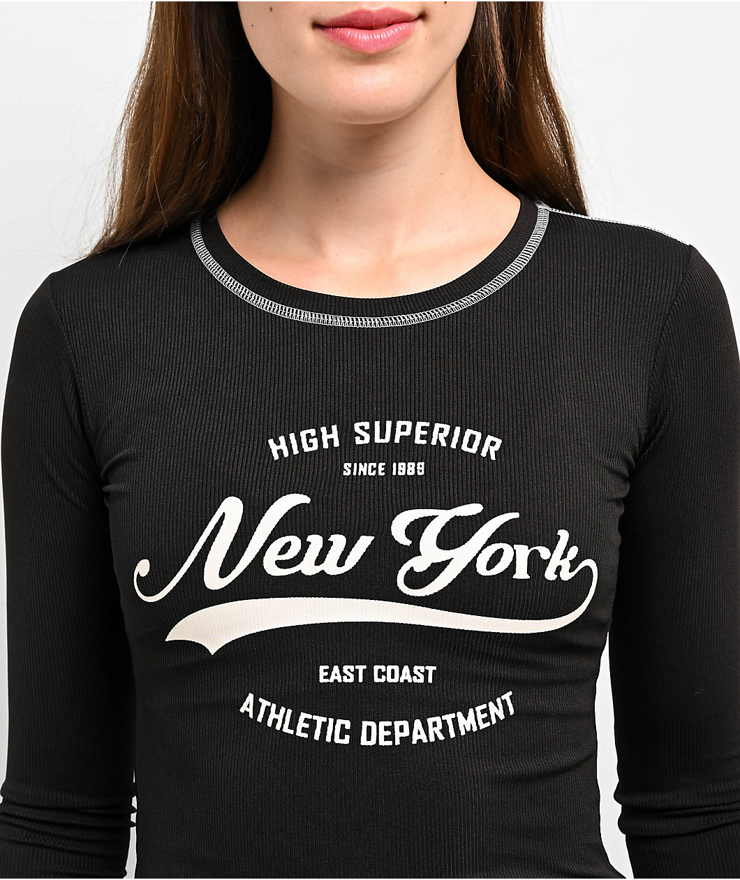 Capella NY Contrast Black Long Sleeve T-Shirt