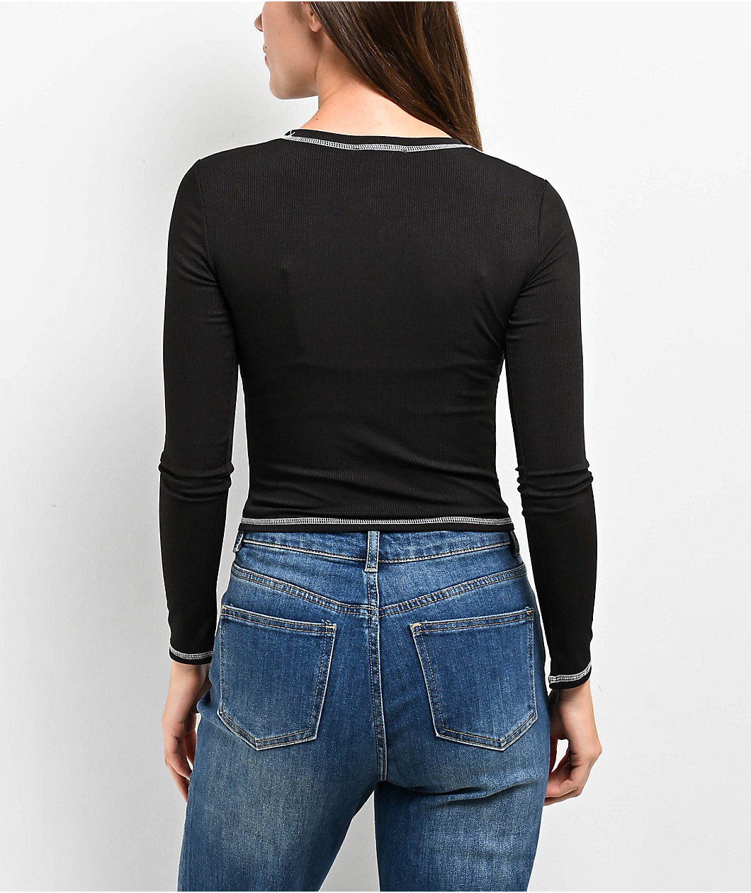 Capella NY Contrast Black Long Sleeve T-Shirt