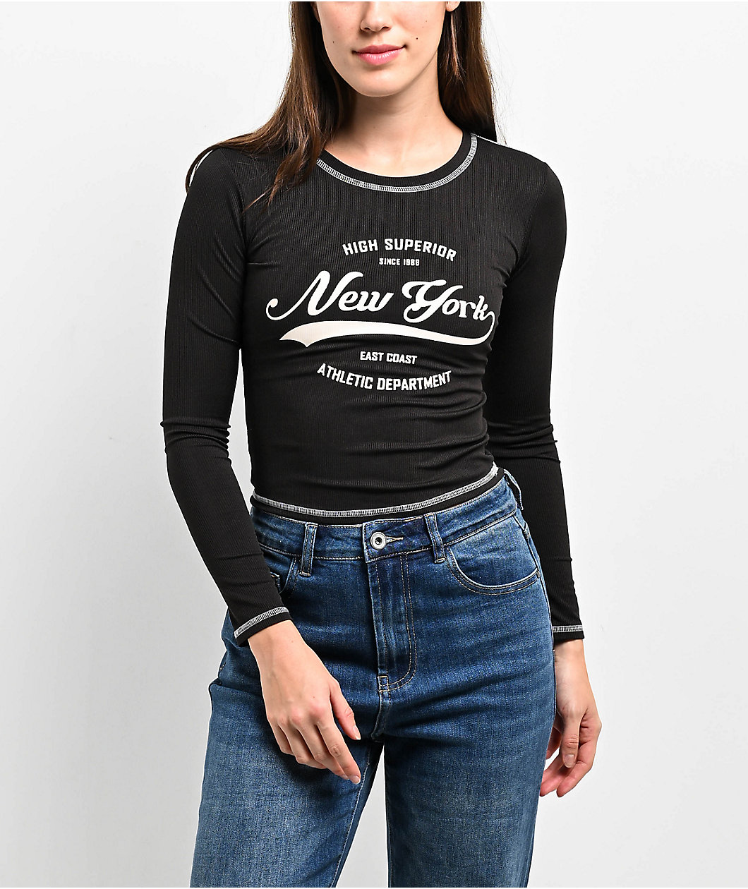 Capella NY Contrast Black Long Sleeve T-Shirt