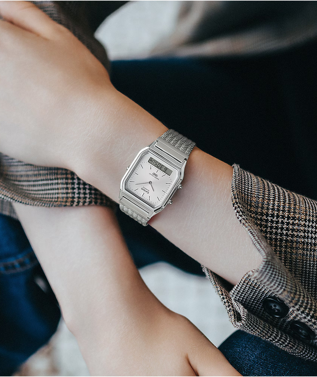 Casio AQ230EM-2A Silver Analog & Digital Watch