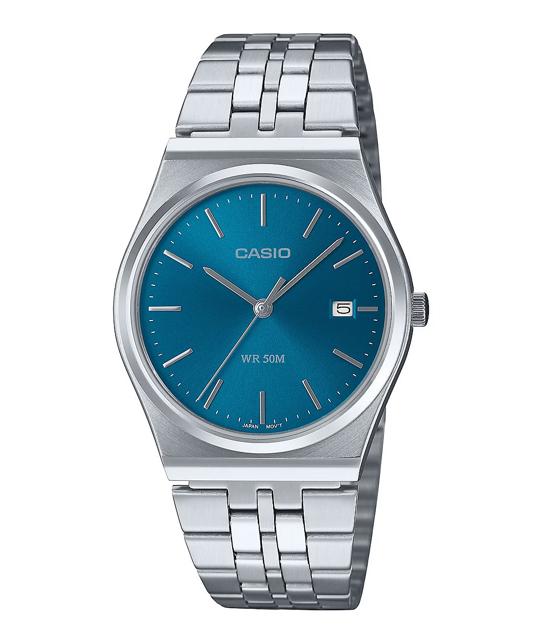 Casio MTPB145D-22VT Silver & Teal Analog Watch