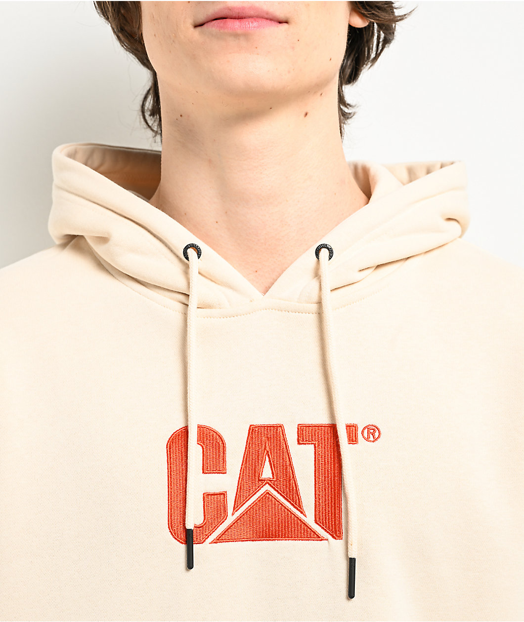 Caterpillar Fleece Logo Beige Hoodie